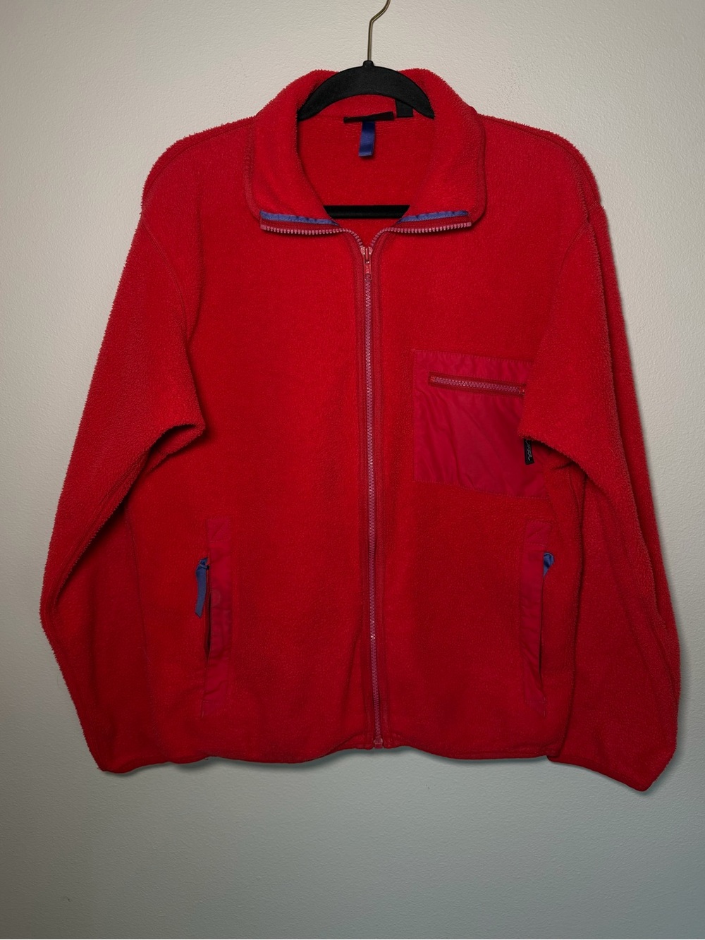 Vintage Patagonia Red Fleece Zipper Jacket 90’s Outdoors Sporty Hiking